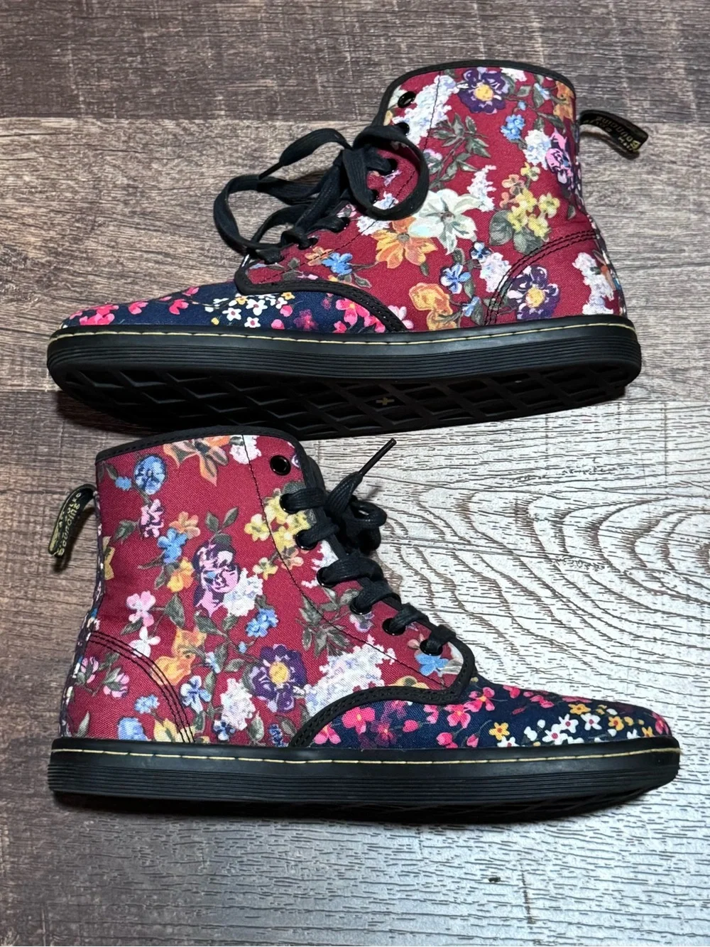 Dr. Martens Shoreditch Canvas Floral Patchwork Boots 8